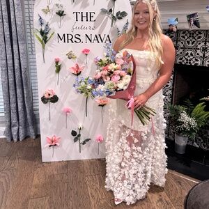 Helsi Audrey Square-Neck Floral Appliqué Sheer Midi Dress